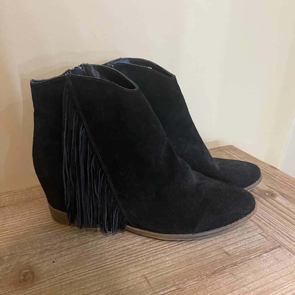 Black Fringe Booties